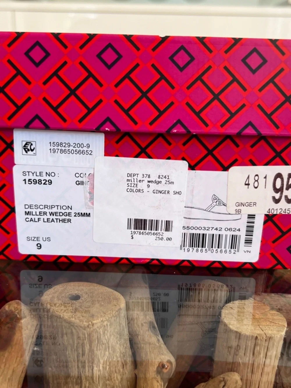 TORY BURCH Miller Wedge Ginger Leather Sandals